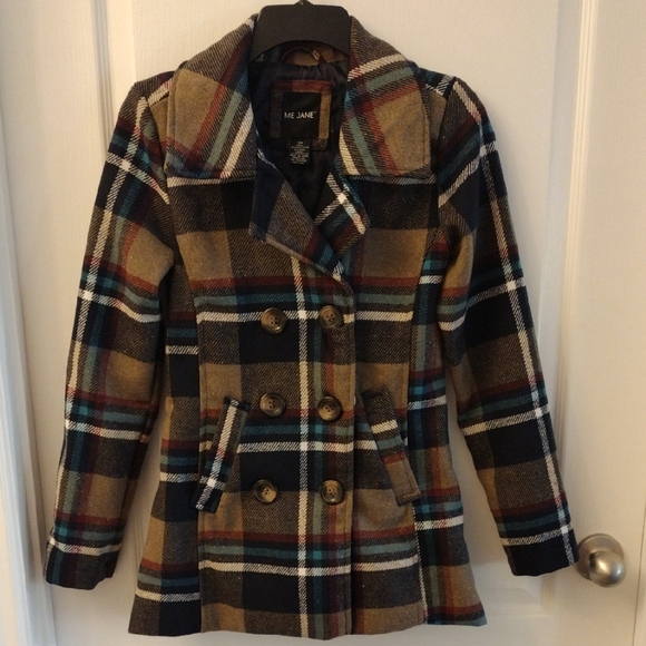 Me Jane Women's Plaid Peacoat Multi Color, Size XS - Picture 2 of 15